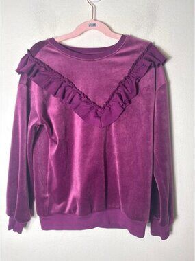 Tea Eggplant Purple Long Sleeve Ruffle Shirt Sz 7